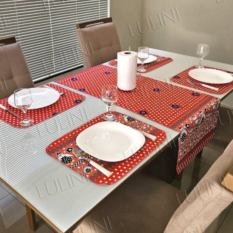Kit Jogo Americano + Caminho de Mesa (5 peças) - CASA E DECORAÇÃO em Oferta na Shopee