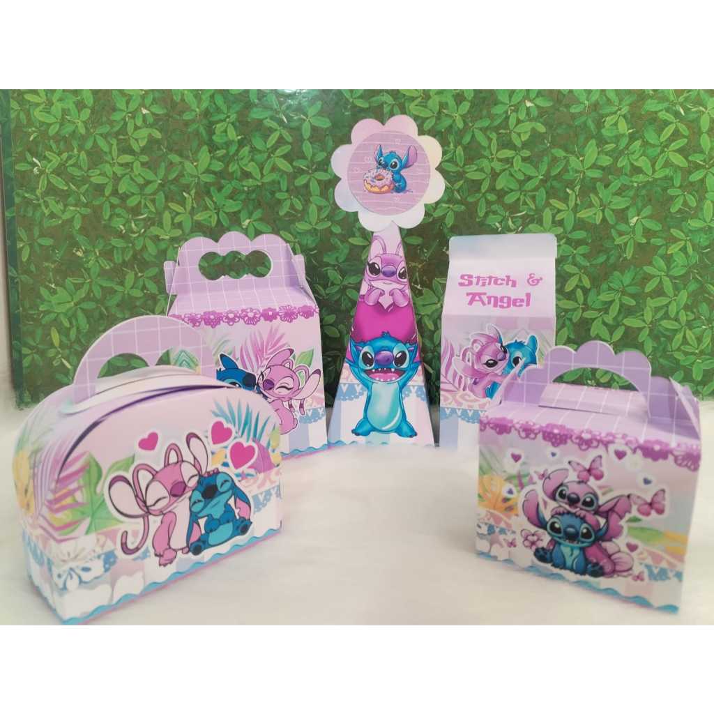 20 Caixinhas STITCH E ANGEL - Kit Festa Personalizados para decoração e lembrancinha de aniversário infantil Pegue Monte