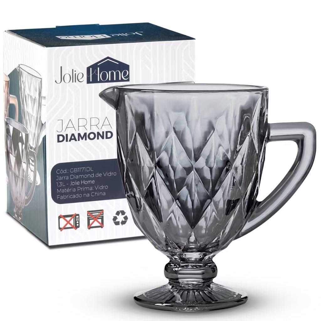 Jarra De Socos de Vidro 1,3 Litros Modelo Diamond qualidade.