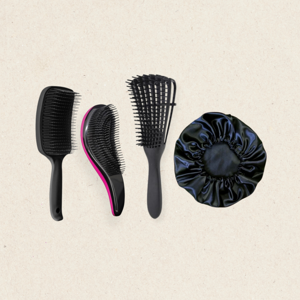 Kit Escova Polvo +Escova Raquete + Escova Mágica +Touca Cetim