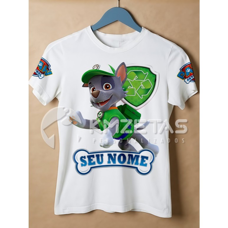 Blusa Rocky Patrulha Canina Infantil Juvenil Adulto Camisa Personalizada