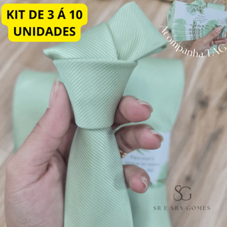 KIT GRAVATA VERDE MENTA DE 3 Á 10 UNIDADES em Oferta na Shopee