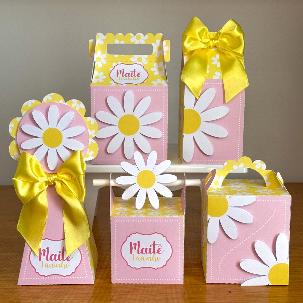 Kit Personalizado MARGARIDAS DESMONTADO/ Kit Festa Caixinhas Personalizadas / Lembrancinhas Mimos Aniversários