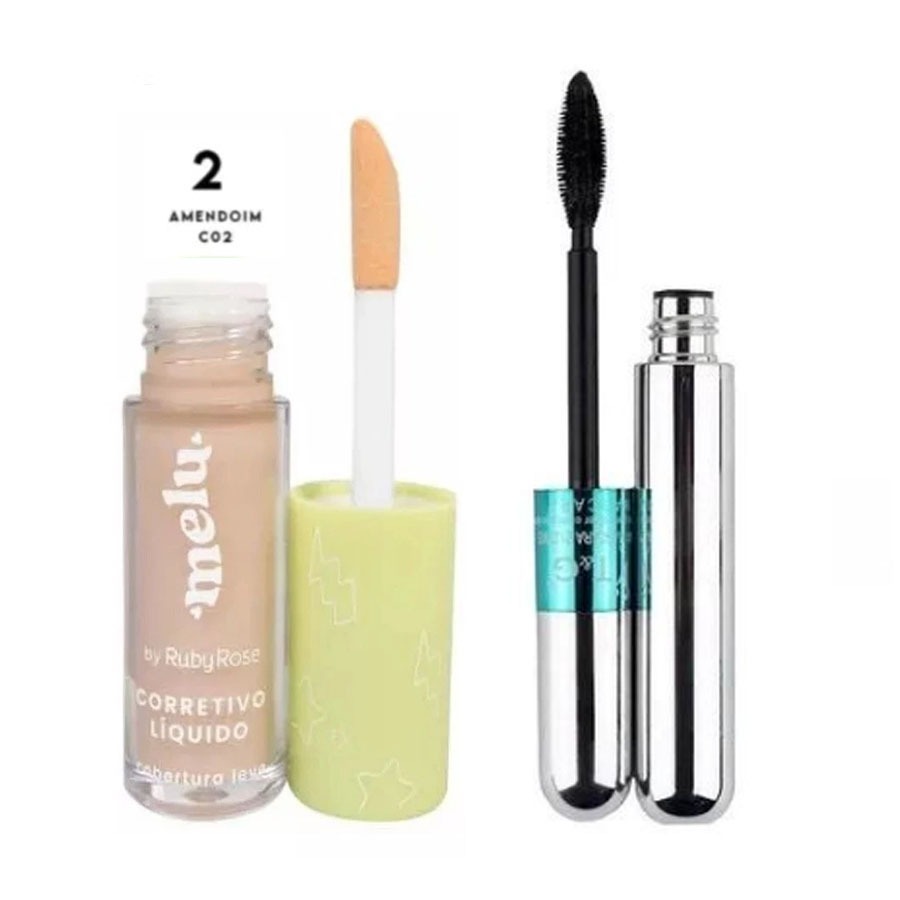 Corretivo Líquido Cobertura Leve Melu Ruby Rose 5ml Maquiagem + Máscara para cílios T&G Tango RÍMEL em Oferta na Shopee