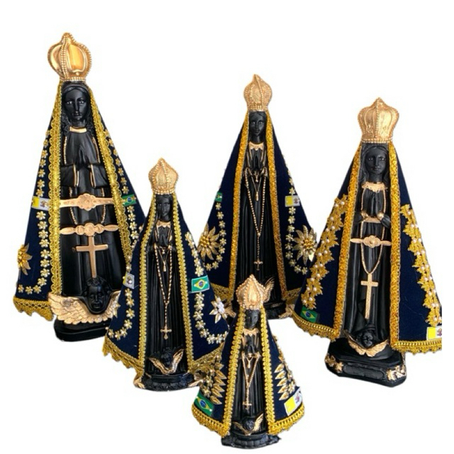 Imagem Nossa Senhora Aparecida Manto Bordado em Gesso Premium em Oferta na Shopee
