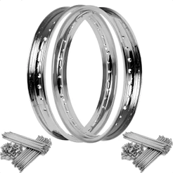 Par Folha Aro 18 Aço Cromado + Jogo Raio Cromado 4mm Titan Fan 125 150 160 Freio Disco ou Tambor