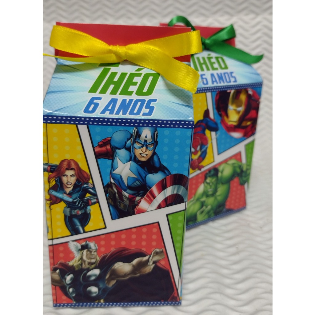 10 UNIDADES-Caixa Milk personalizada Vingadores - kit caixinhas milk (QUALQUER TEMA)