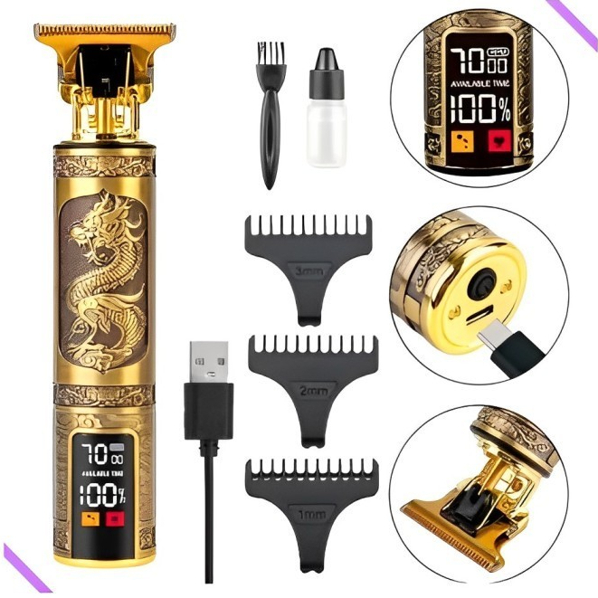 Barbeador De Homem Maquina De Barbear Cortar Cabelo Aparador Profissional Sem Fio Portátil Com Visor Digital