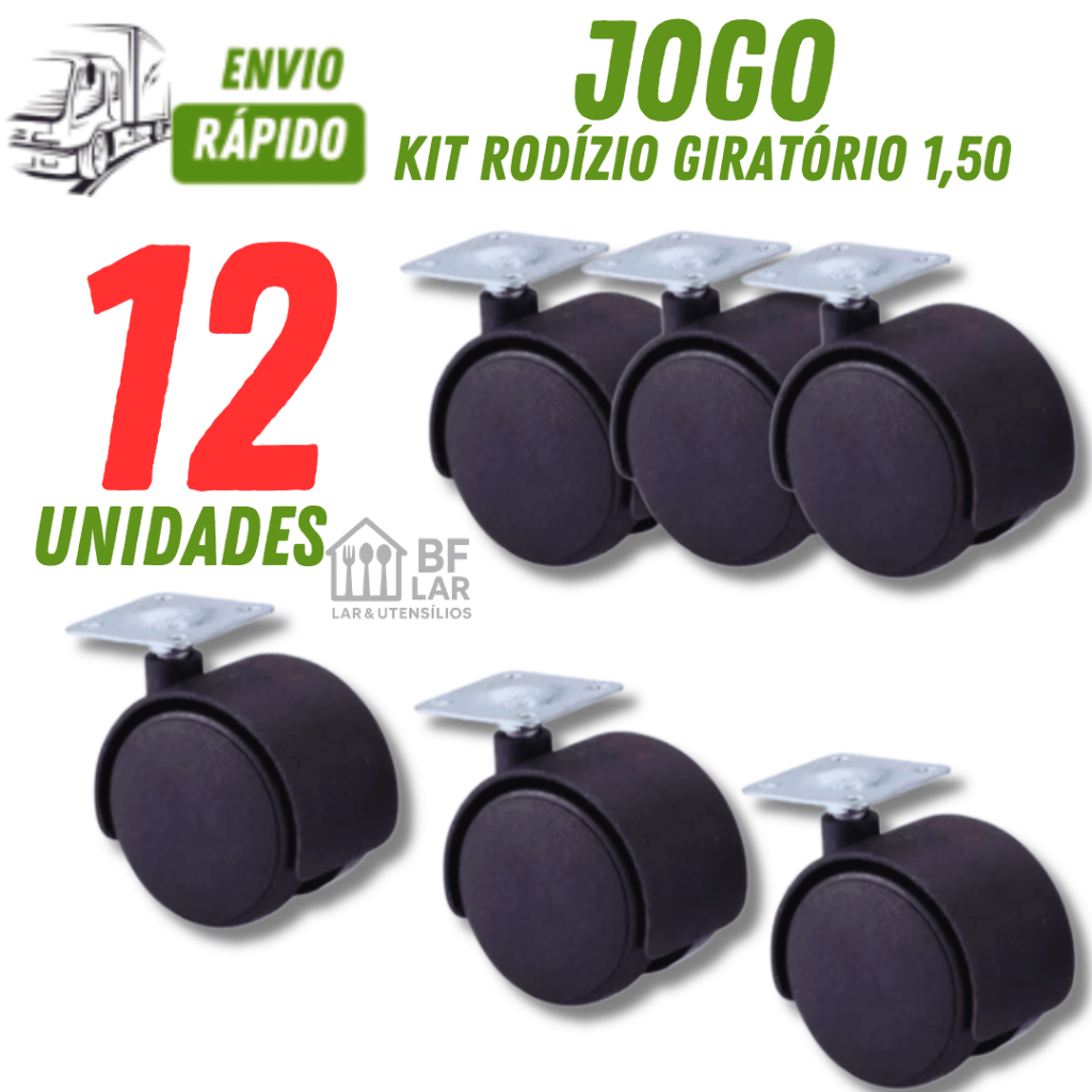 Rodizios de 1,5' Polegadas 12 Peças s 40mm com 12/08 ou 04 Unidades de Altas Cargas Não Risca o Chão