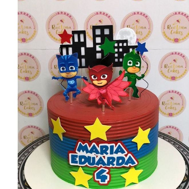 TOPO TOPPER PERSONALIZADO PJ MASKS/ PJ MASKS ANIVERSARIO/PJ MASKS