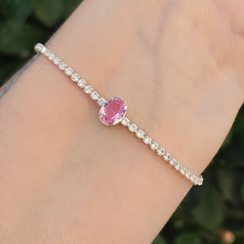Pulseira Gravatinha Zircônia Oval Prata 925 em Oferta na Shopee