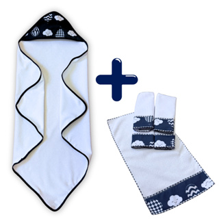 Toalha de Banho para Bebê com Capuz Forrado + 5 Toalhinhas Higiênicas Atoalhado em Oferta na Shopee