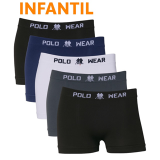 Kit 5 Cuecas Boxer Infantil Polo Wear Microfibra Confortável em Cores Sortidas Para Criança Menino em Oferta na Shopee