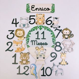 Kit Mesversário Balão - Safari Verde Com Nome Menino em Oferta na Shopee