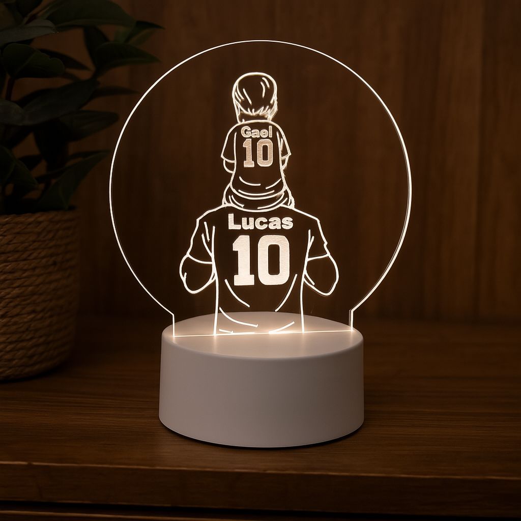Luminária Decorativa  – Acrílico 3mm com Base LED | Presente Personalizado com Dois Nomes | Gravação a Laser em Oferta na Shopee
