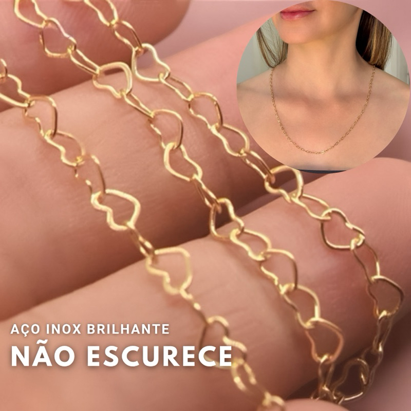 Colar de coração Aço Inoxidável não escurece e não da alergia Coração Colar Coração Feminino hipoalergênico em Oferta na Shopee