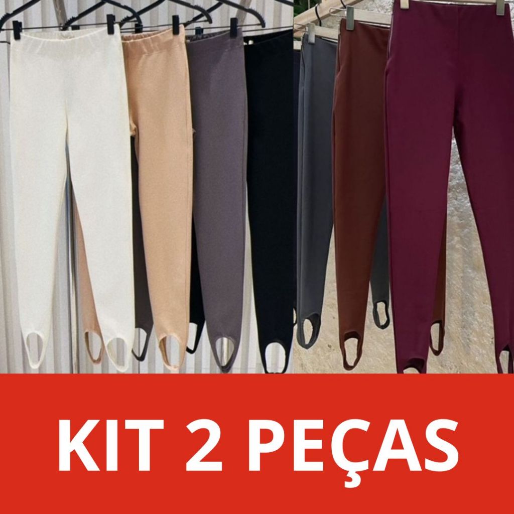 Kit 02 Calça Legguing Com Pezinho Cintura Alta Moda Estilosa Elegante Gringa em Oferta na Shopee