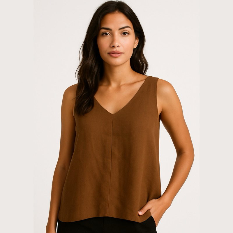 Blusa Feminina Social Decote V Casual Elegante Sem Manga Leve Soltinha para Trabalho