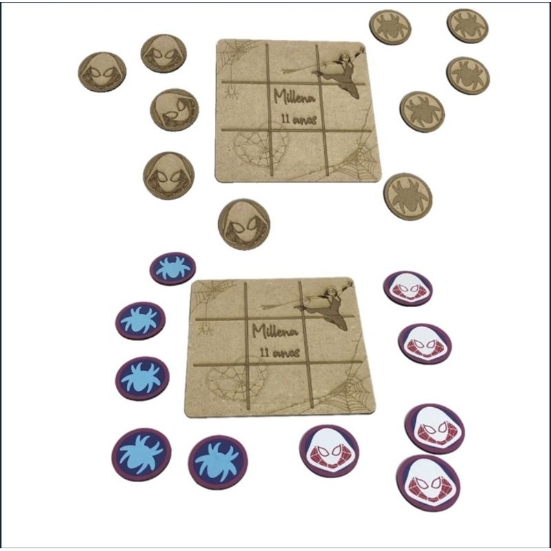 Kit Jogos da Velha Mulher Aranha Personalizado Lembrancinha Mdf