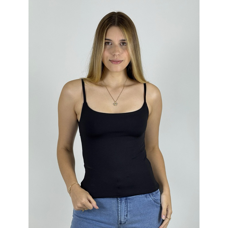 Blusa Regata Malha dupla de Alcinha 100% forrada moda blogueira verão