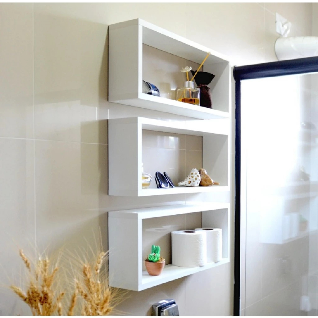 Nicho Organizador Retangular 50x20x10cm Kit 3 Peças Em Mdf Branco ou Preto em Oferta na Shopee