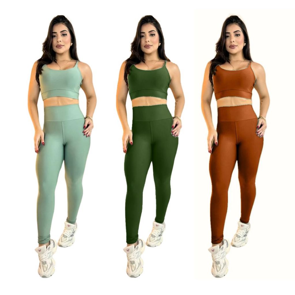 Conjunto calça legging feminina bojo removível academia cintura alta conjunto feninino fitness bojo