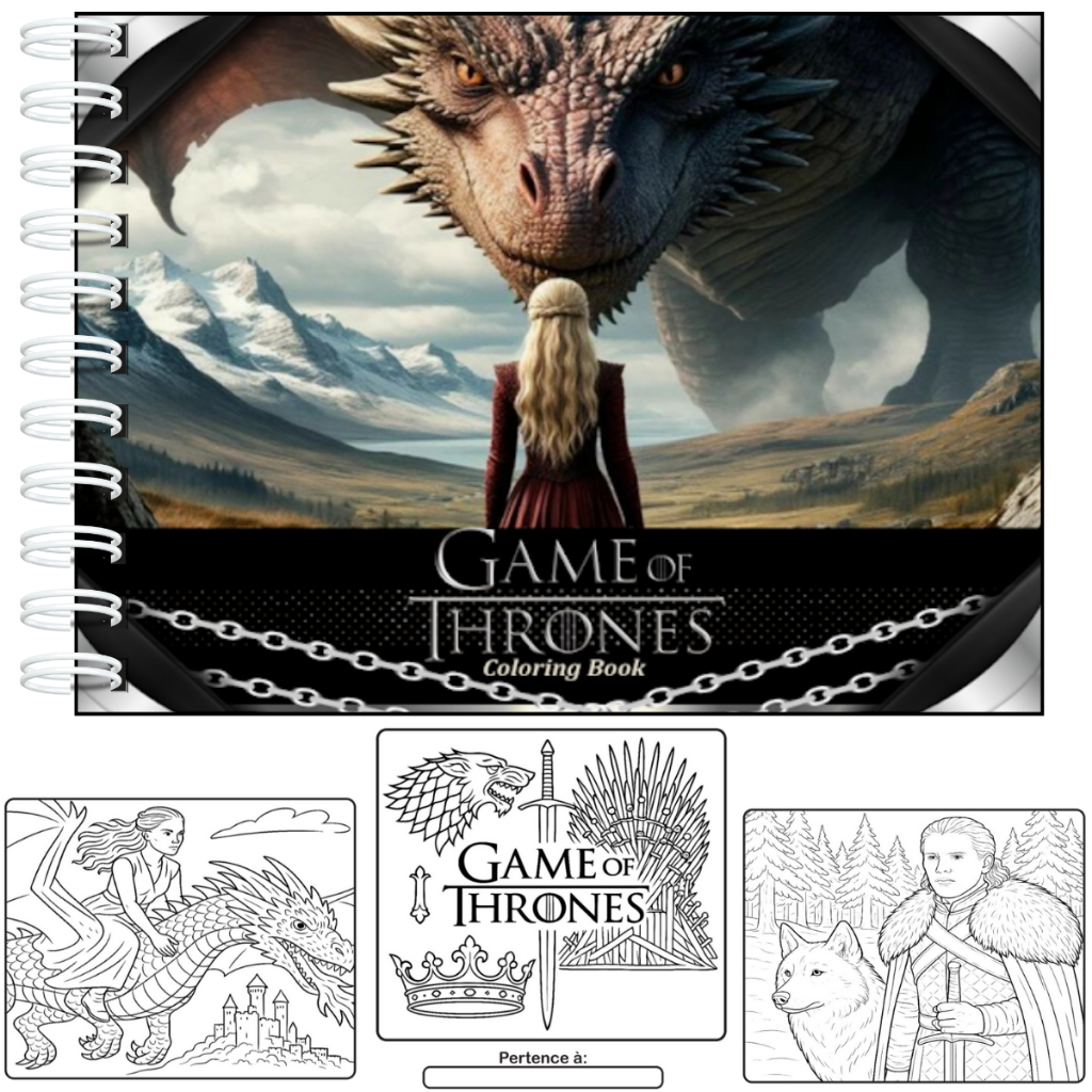 Livro de Colorir Game Of Thrones Capa Dura 50 Páginas A5 180g + Acetato