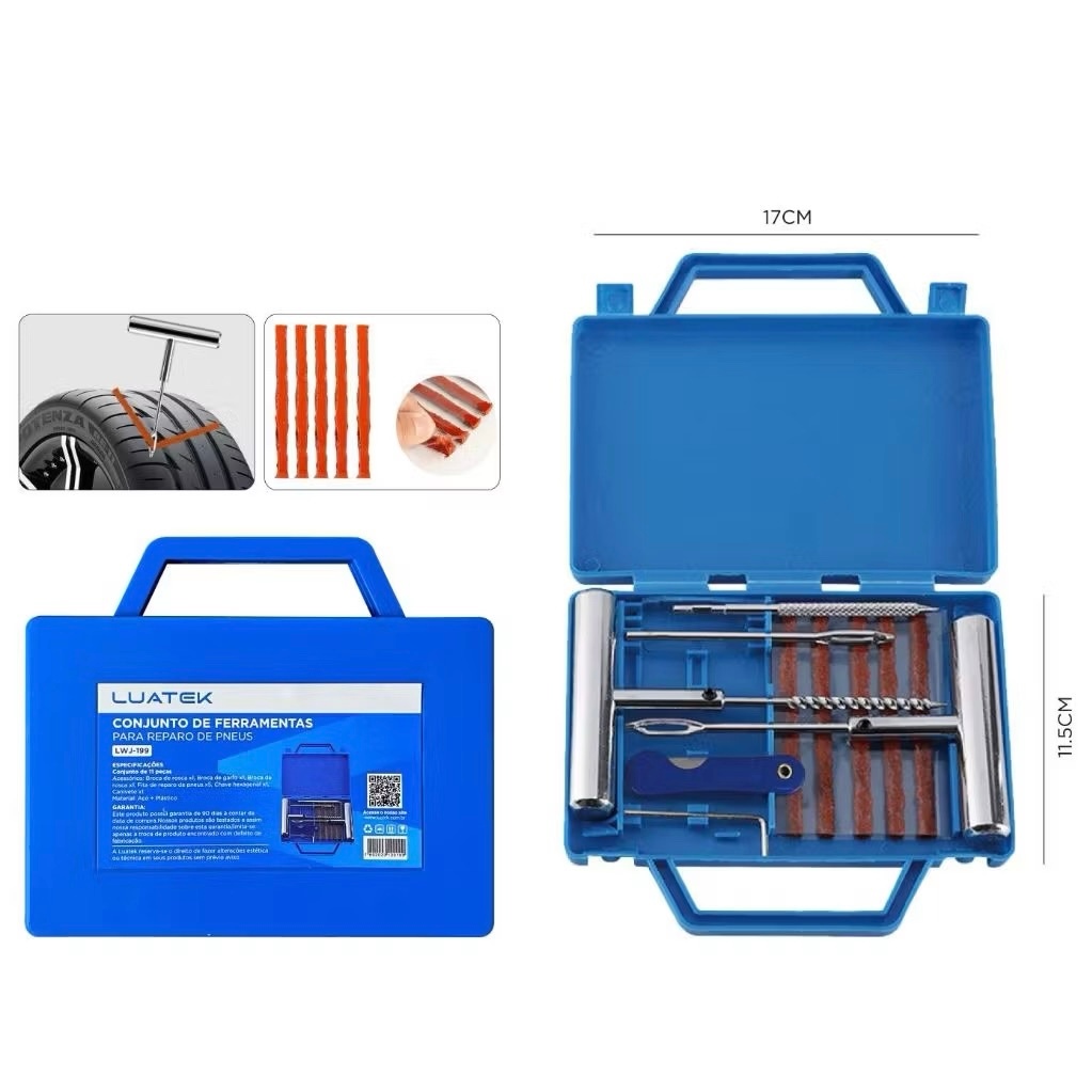 Kit Remendo Malete de Ferro Reparo Macarrão Pneu Carro Moto S/ Câmara metal + maletas em Oferta na Shopee