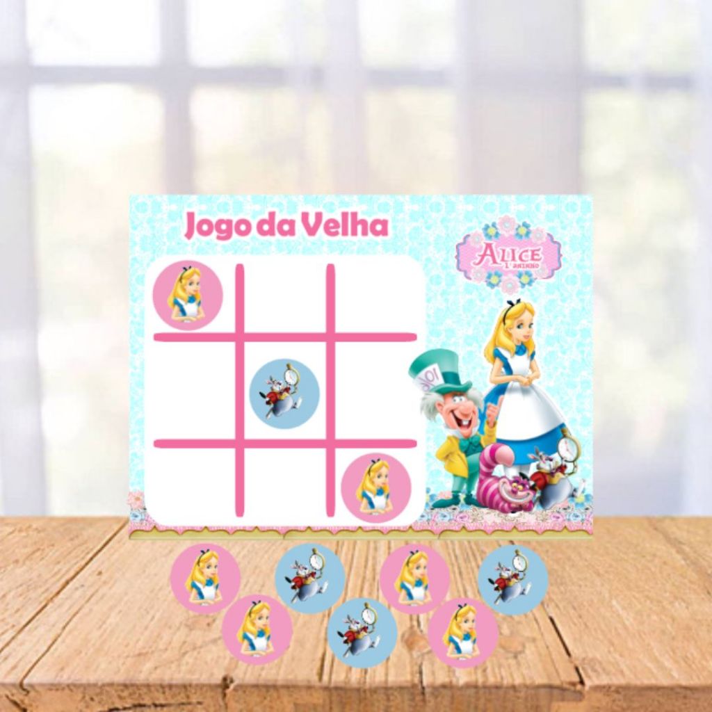Jogo da Velha Alice no País das Maravilhas Personalizada / Lembrancinha Festa /Aniversário Infantil