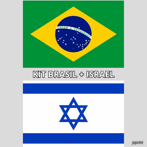 Kit de 2 bandeiras de Países Brasil + Israel Em tecido Oxford 1,00m X 70cm