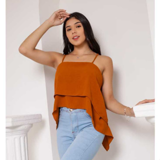 Cropped Blusa Meliss 2 babados com amarração nas costas|TENDÊNCIA em Oferta na Shopee