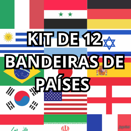 KIT De 12 Bandeiras de País 1,00m X 70cm em Tecido Oxford Para Parede ou Eventos