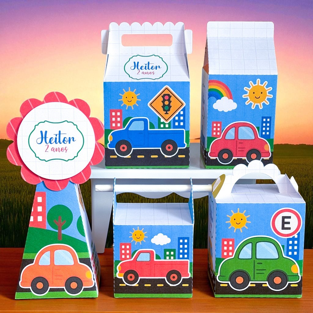 KIT FESTA CARRINHOS CARRO,Personalizado, pegue e Monte Lembrancinhas - Aniversário - Caixinha Personalizadas - papelaria