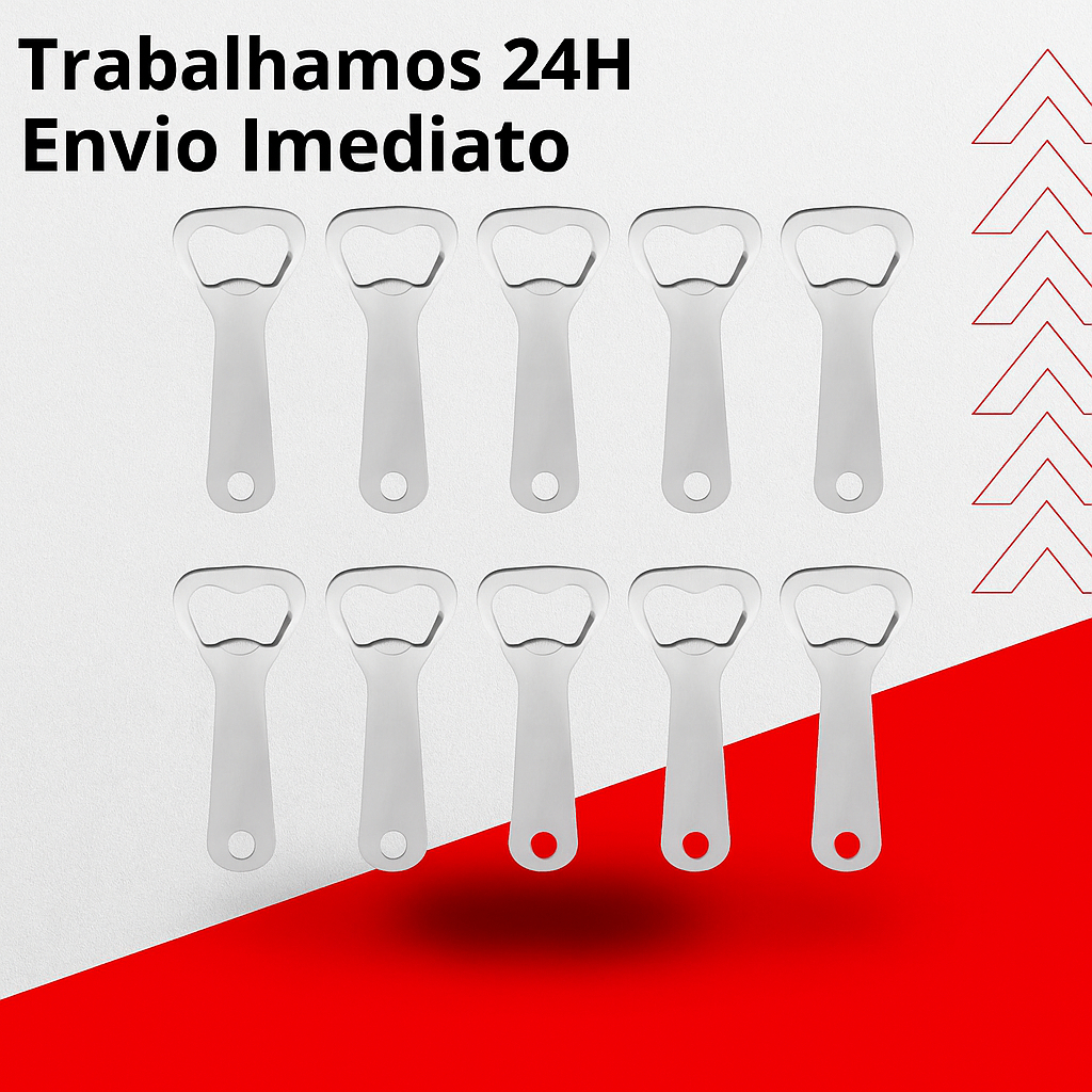 Abridor de Garrafa Inox Super Resistente e Pratico 10 Unidades Ideal Para o Seu Comercio