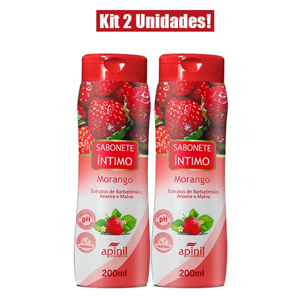 KIT 2 UNIDADES Sabonete Feminino MORANGO 200mL APINIL
