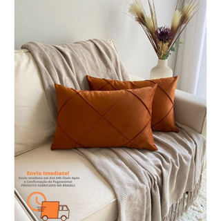 Kit com 2 Capas De Almofadas Retangular Baguete Suede Drapeada 50cm x 30cm em Oferta na Shopee