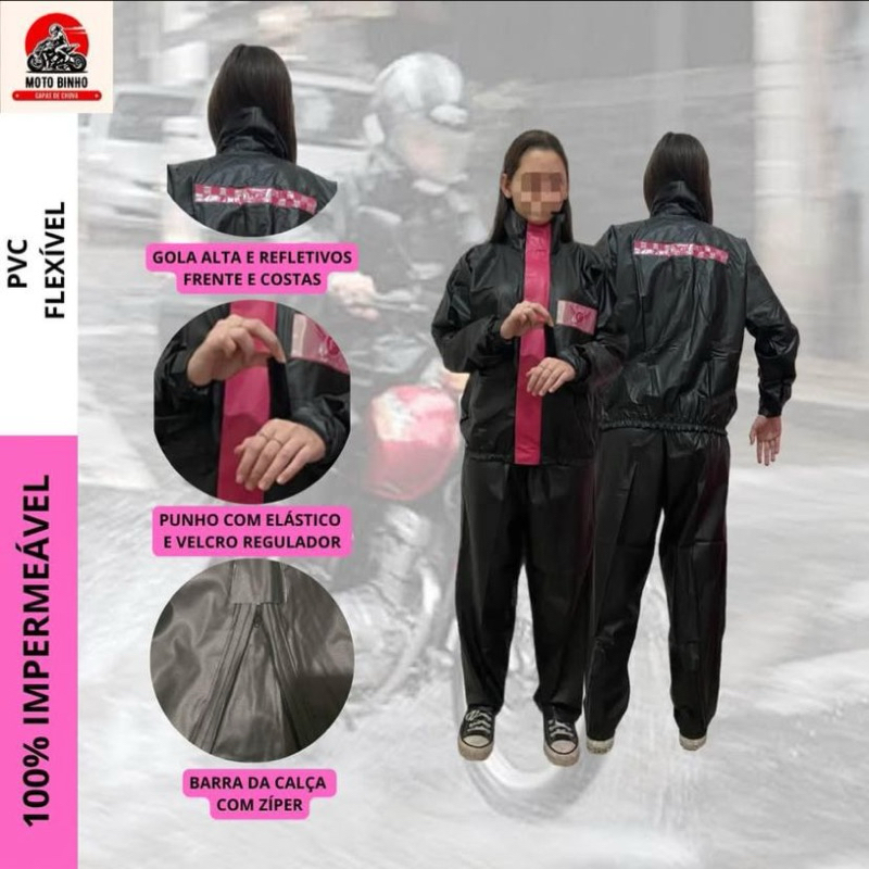 Capa de Chuva Feminina ( jaqueta e calça) Fly PVC 100% Impermeável em Oferta na Shopee