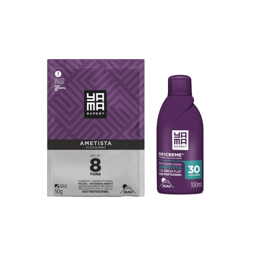 Kit Po Descolorante Ametista Yama 50g + Oxigenada Ametista 30v Yama - 100ml em Oferta na Shopee