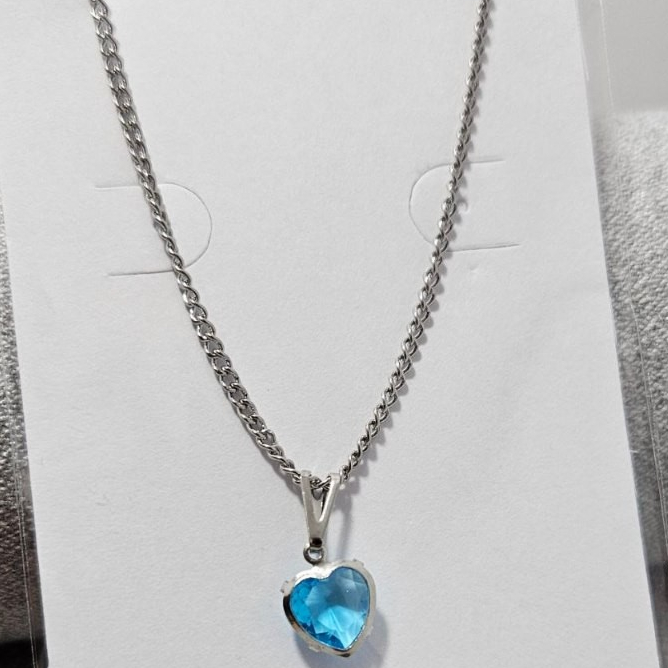 Colar Coração Feminino Pedra Zircônia Azul Aço Inox em Oferta na Shopee