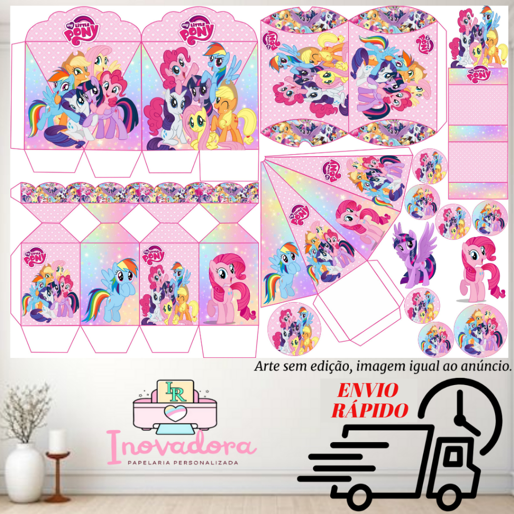 Kit com 75/150 itens lembrancinhas TEMA MY LITTLE PONY (sem nome) - Envio Rápido em Oferta na Shopee