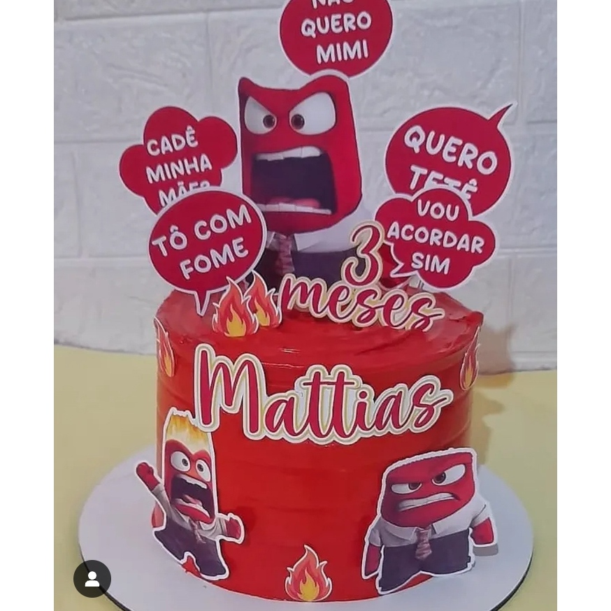 Topo de bolo DIVERTIDAMENTE RAIVA / personalizado / topo mesversario / DIVERTIDAMENTE/ festa infantil / Personalizado