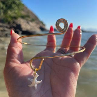 Bracelete Exclusivo Itaipu com Estrela ou Calda de Sereia, na cor Dourado ou Prateado sob Medida Praiano Moderno em Oferta na Shopee