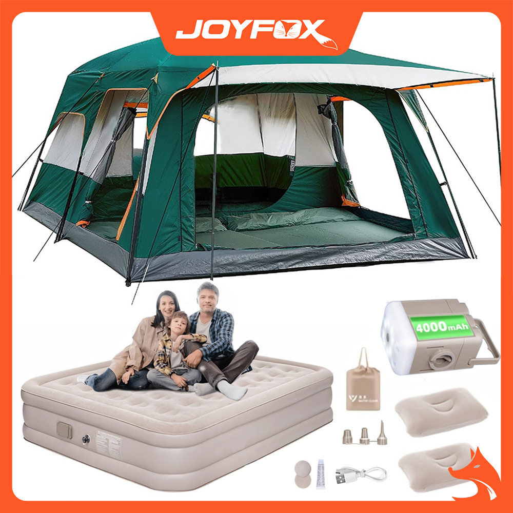 Barraca Camping Acampamento 12-16 Pessoas Grande Varanda JOYFOX 420*305*200cm