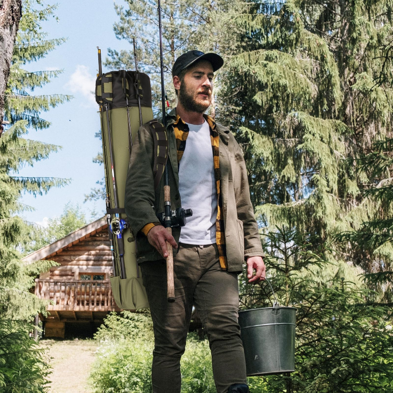 Bolsa cilíndrica para pesca ao ar livre bolsa para vara de pesca bolsa para vara de mar, bolsa para equipamento de pesca — imagem 2 de 2