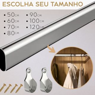 kit tubo Cabideiro Oval Oblongo Arara Para Guarda Roupas Móveis Tamanho Variados  . em Oferta na Shopee