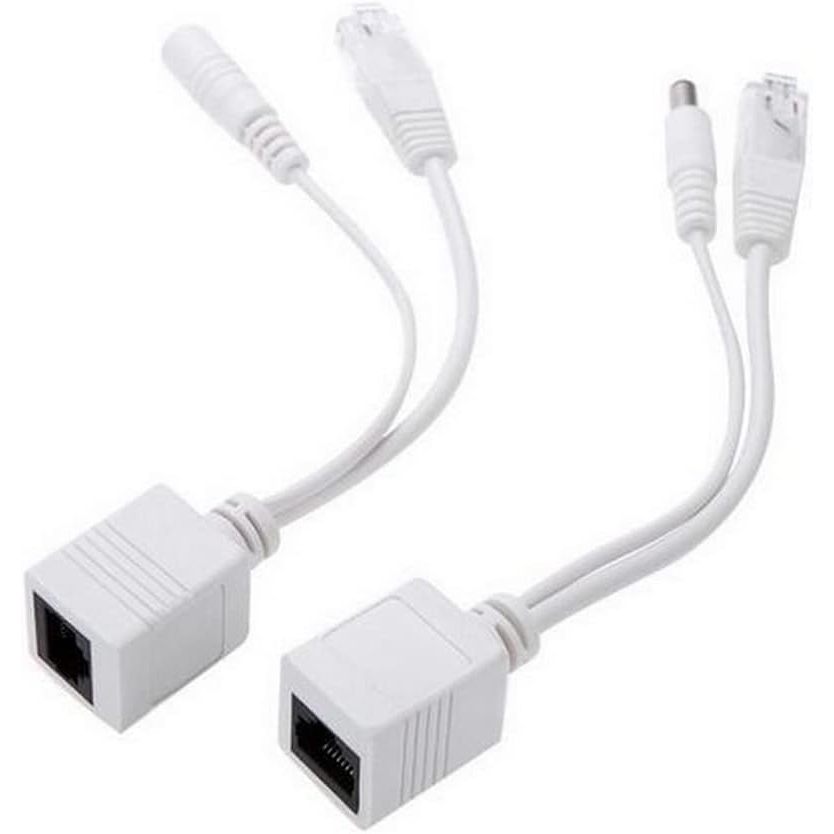 Par De Cabo Adaptador Injetor Poe Rj45 Macho E Fêmea