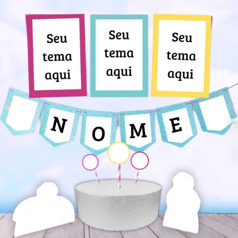 KIT FESTA PERSONALIZADO – SÓ UM BOLINHO 🎉 em Oferta na Shopee