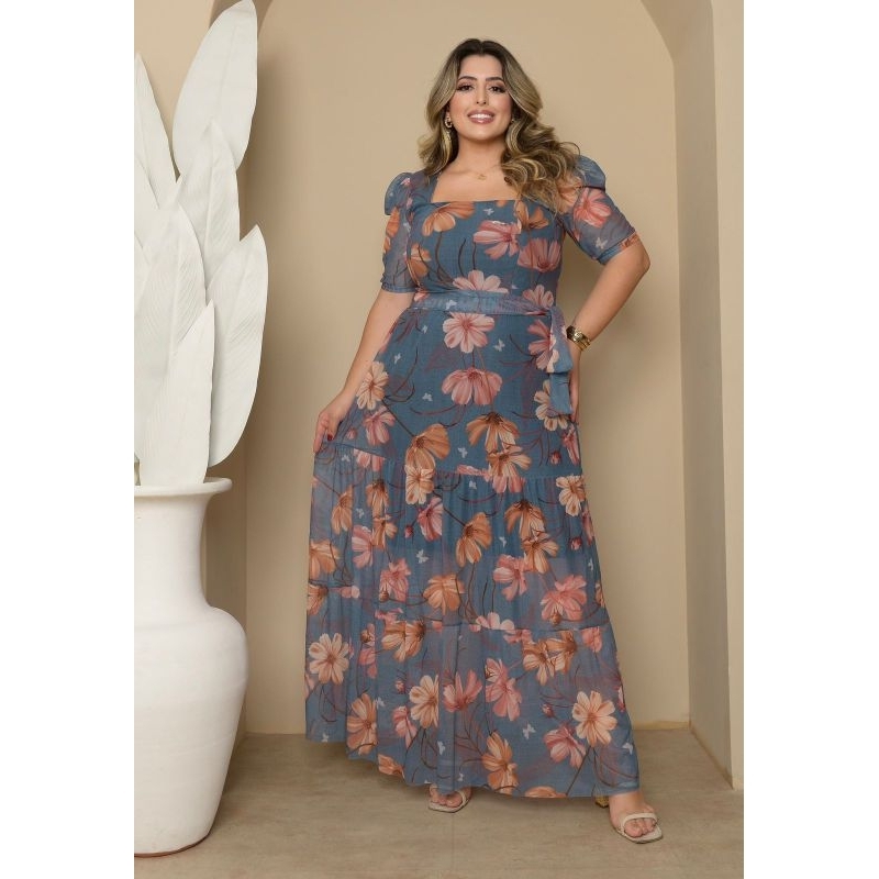 vestido feminino plus.veste do 44 ao 50. com forro em Oferta na Shopee