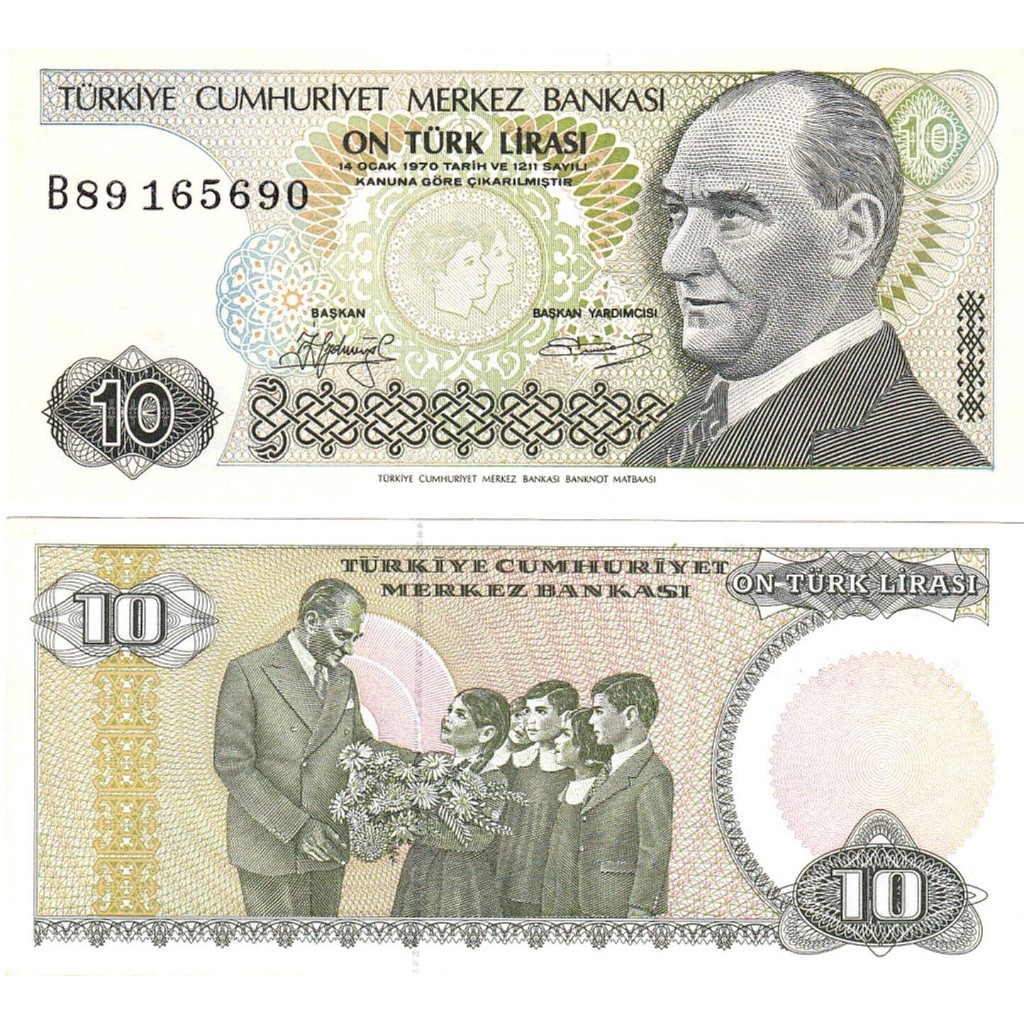 Cédula Turquia 10 Liras Flor de Estampa