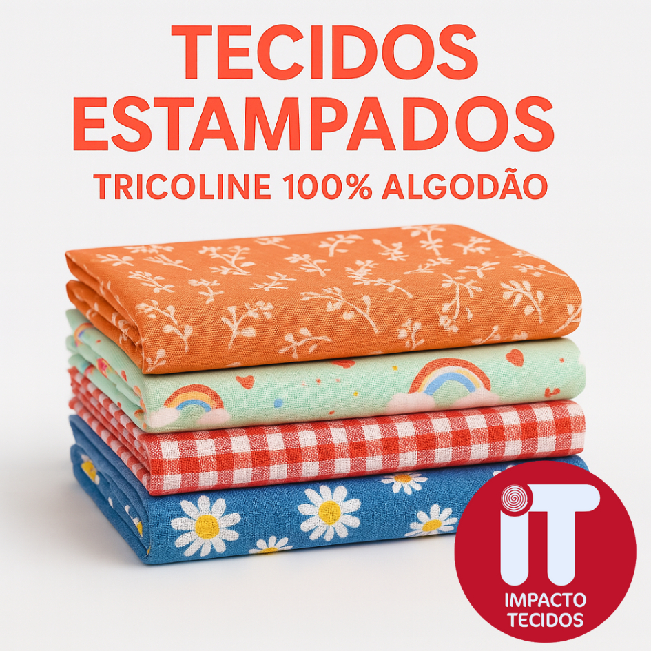 Tricoline 100% Algodão Infantis Florais poás diversos 50cm x 1,50 (Est 189 a 288)
